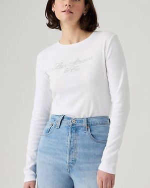 Levi's T Shirt Essential A Maniche Lunghe Con Stampa - Bianco