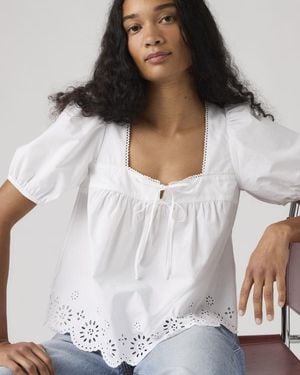 Levi's Darling Cutwork Blouse Met Korte Mouwen - Wit
