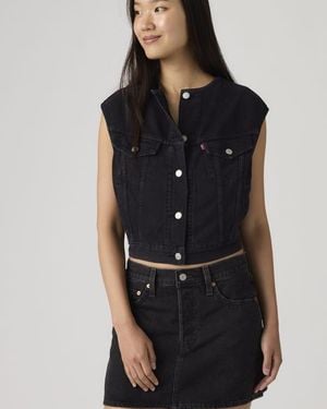 Levi's Gilet Trucker Lightweight Shrunken Anni '90 Senza Colletto - Nero