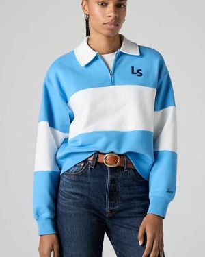 Levi's Sweat Shirt Graphique 1/4 Zip Banks - Bleu