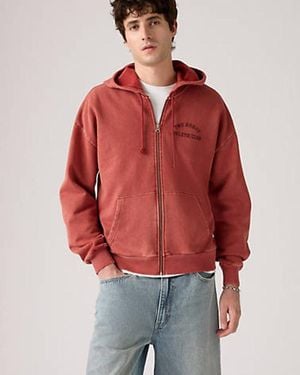 Levi's Two Horse Cropped Zip Up Hoodie - Red