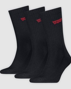 Levi's Calcetines Deportivos De Altura Estándar Batwing: Paquete De 3 - Negro