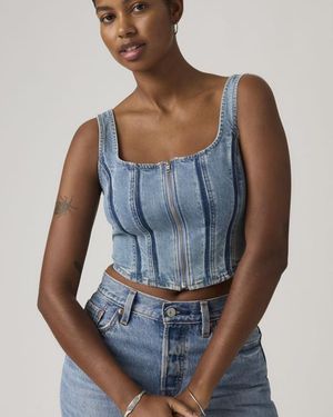 Levi's Seamed Zip Bustier Top - Blue