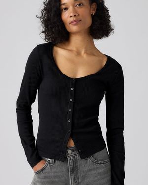 Levi's Austen Button Up Long Sleeve Top - Negro