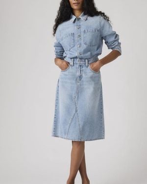 Levi's Long Sleeve A Line Western Dress - Blue
