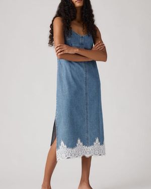 Levi's 90s Denim Sleeveless V-neck Slip Dress - Blue