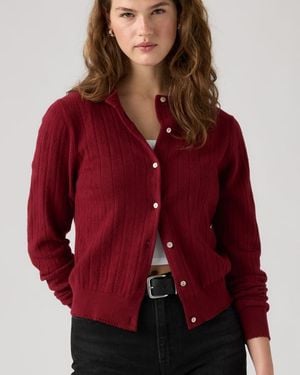 Levi's Supersoft Pointelle Crewneck Cardigan - Red