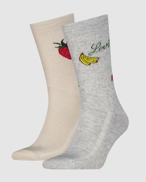 Levi's Regular Cut Fruit Socks 2 Pack - Gris