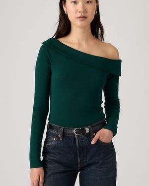 Levi's Clara Off Shoulder Top Met Lange Mouwen - Groen