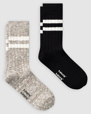 Levi's Regular Cut Mouline Bootsock 2 Pack - Negro