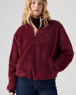 Levi's Gemma Sherpa 1/4 Zip Sweatshirt - Red