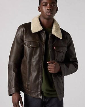 Levi's Faux Leather Trucker Sherpa Jacket - Negro