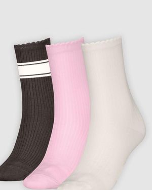 Levi's Regular Cut Structured Socks 3 Pack - Rosa