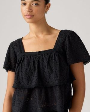 Levi's Dom Short Sleeve Lace Blouse - Black