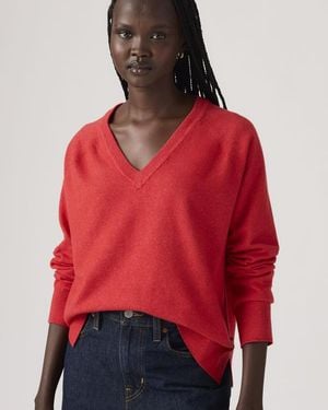 Levi's Supersoft V Neck Pullover Jumper - Red