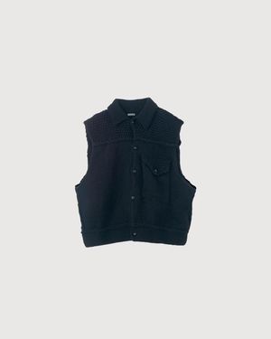 Reformed Granny Knit Vest - Blue