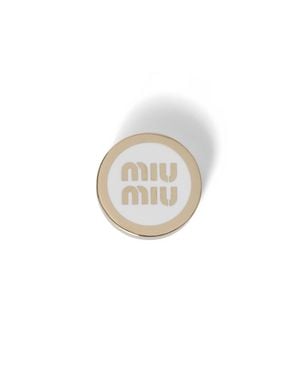 Miu Miu Enamelled Metal Logo Brooch - White