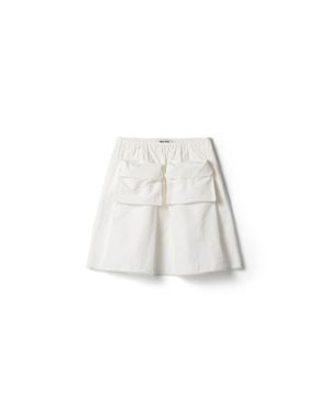 Miu Miu Slubbed Poplin Skirt - White