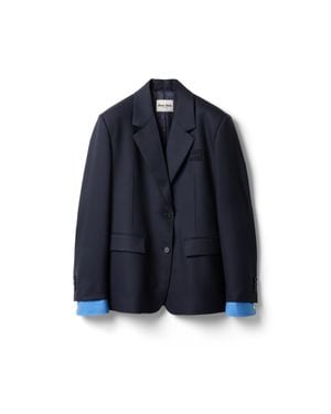 Miu Miu Pinstriped Single Breasted Blazer - Blue