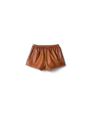 Miu Miu Nappa Leather Shorts - Brown
