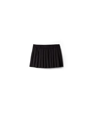 Miu Miu Pleated Pinstripe Miniskirt - Black