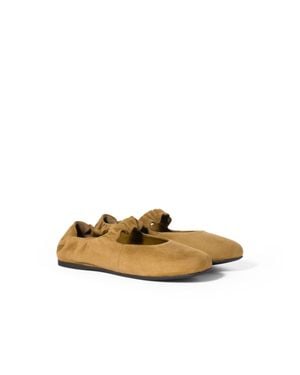 Miu Miu Ruches Suede Ballerinas - Metallic