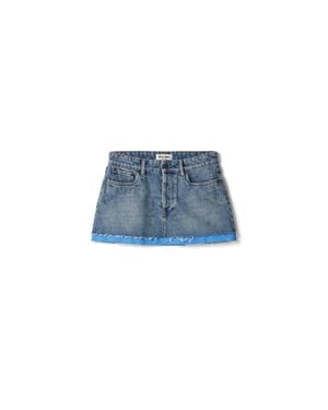 Miu Miu Denim And Poplin Miniskirt - Blue