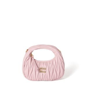 Miu Miu Wander Matelassé Nappa Leather Hobo Mini-Bag - Pink