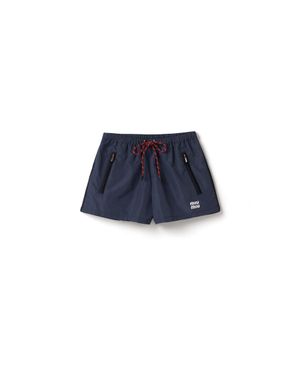 Miu Miu Raised Logo-Detail Mini Shorts - Blue