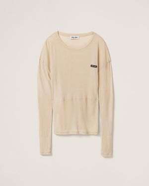 Miu Miu Garment-dyed Mini Dress - Natural
