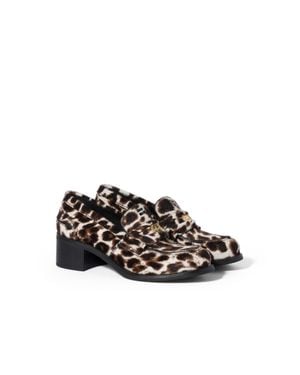 Miu Miu Printed Leather Loafers - Black