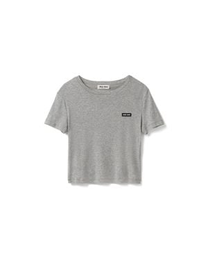 Miu Miu Cotton Logo T-Shirt - Gray