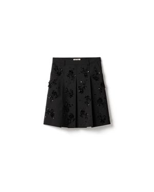 Miu Miu Embroidered Kid Mohair Skirt - Black