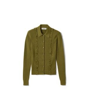 Miu Miu Cashmere And Silk Cardigan - Green