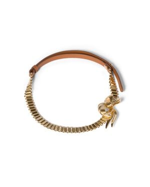 Miu Miu Metal And Leather Necklace - Metallic