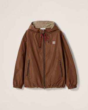 Miu Miu Technical Fabric Hooded Jacket - Brown