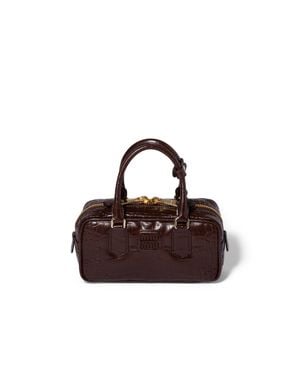Miu Miu Arcadie Crocodile Embossed Calfskin Bag - Brown