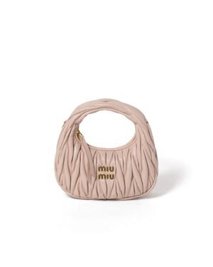 Miu Miu Wander Matelassé Nappa Leather Hobo Mini-Bag - Pink