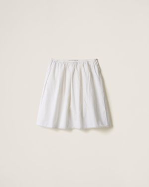 Miu Miu Slubbed Poplin Skirt - White