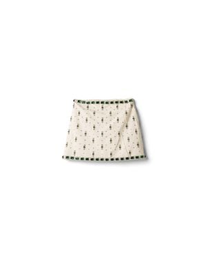 Miu Miu Embroidered Canvas Skirt - Natural