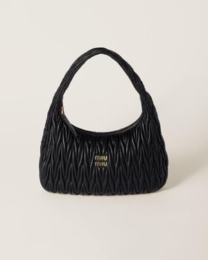 Miu Miu Wander Matelassé Nappa Leather Hobo Bag - Black