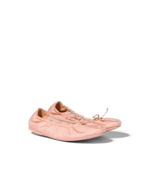 Miu Miu Foldable Technical Fabric Ballerinas - Pink