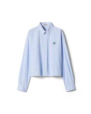 Miu Miu Micro Pinstripe Poplin Shirt - Blue