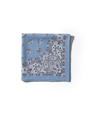 Miu Miu Printed Wool And Cashmere Scarf - Blue