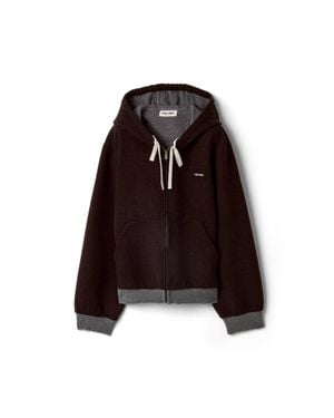 Miu Miu Washed Double Cashmere Blouson Jacket - Brown
