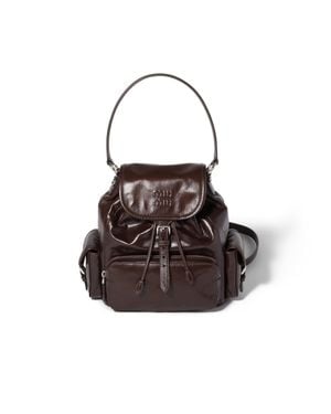 Miu Miu Shiny Leather Backpack - Brown