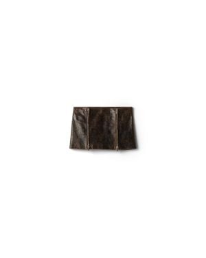 Miu Miu Waxed Suede Miniskirt - Black