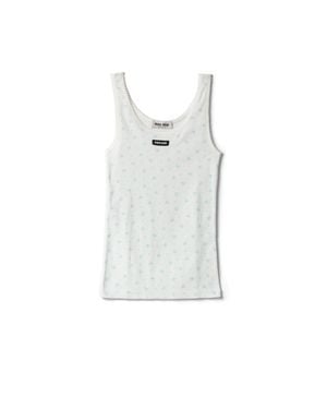 Miu Miu Ribbed Jersey Tank Top - White