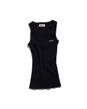 Miu Miu Cotton Knit Tank Top - Black