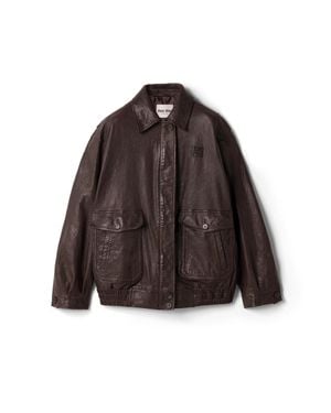 Miu Miu Leather Blouson Jacket - Brown